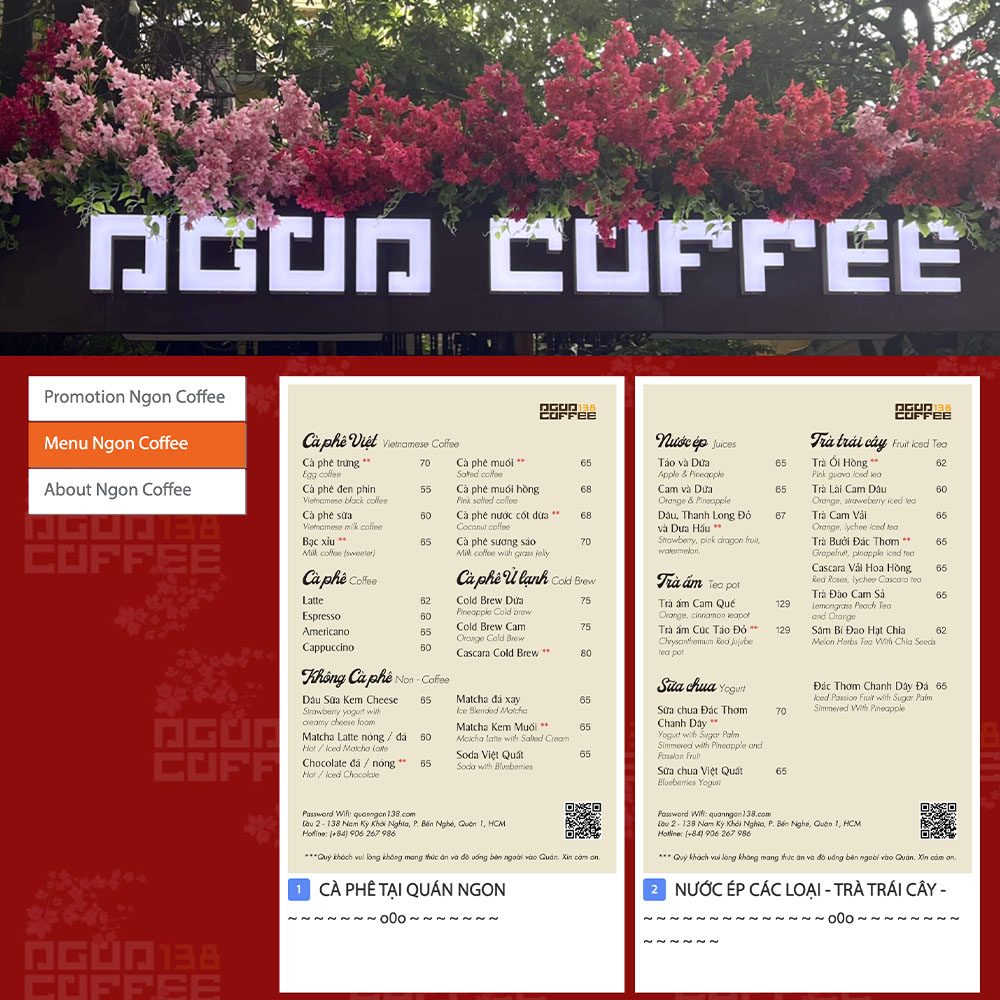 Giao diện menu online