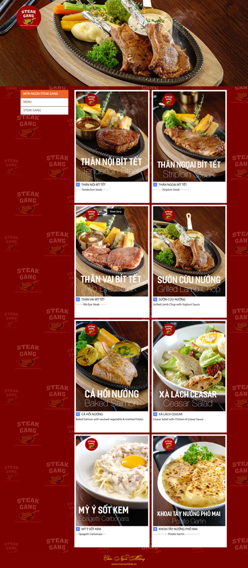 Giao diện menu online với logo nhà hàng