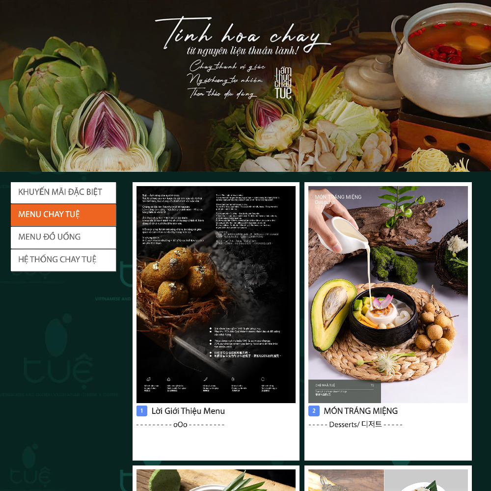 Giao diện menu online rất đẹp