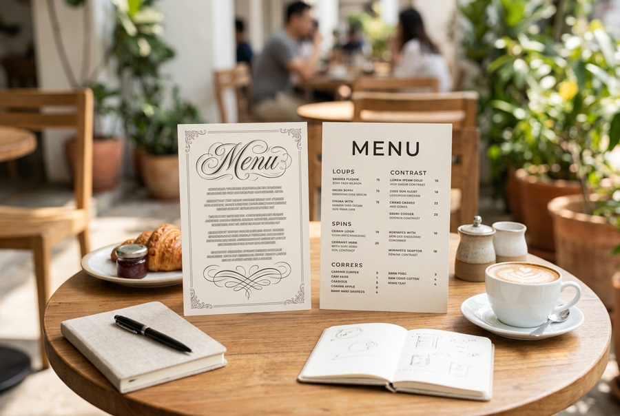 Menu không nên dùng font chữ khó đọc