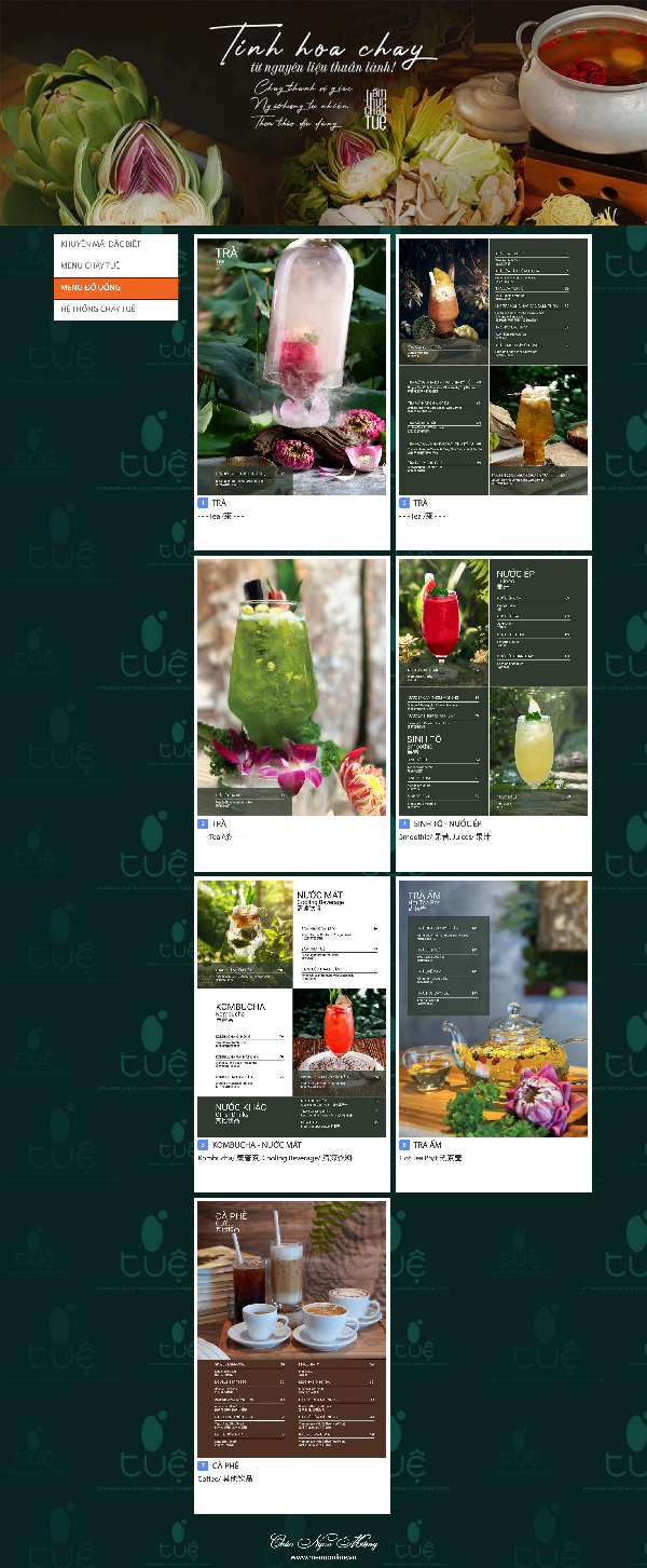 Giao diện menu online thể hiện phong cách nhận diện thương hiệu