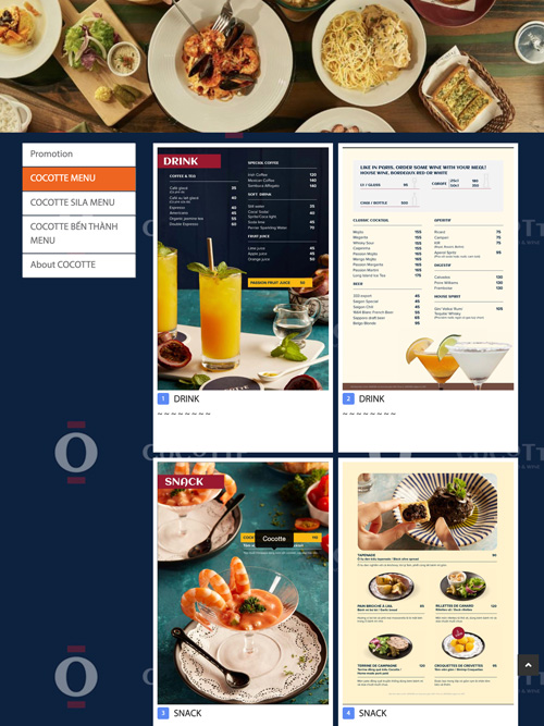Nội dung menu online hiển thị tốt trên điện thoại