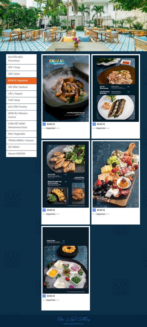 Bố cục menu rỏ ràng giúp khách chọn món nhanh