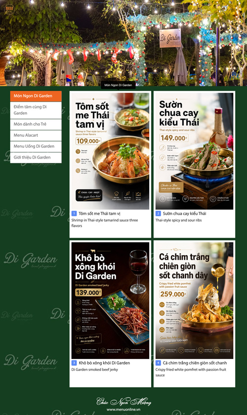 Menu Online được thiết kế tối ưu cho việc xem thực đơn