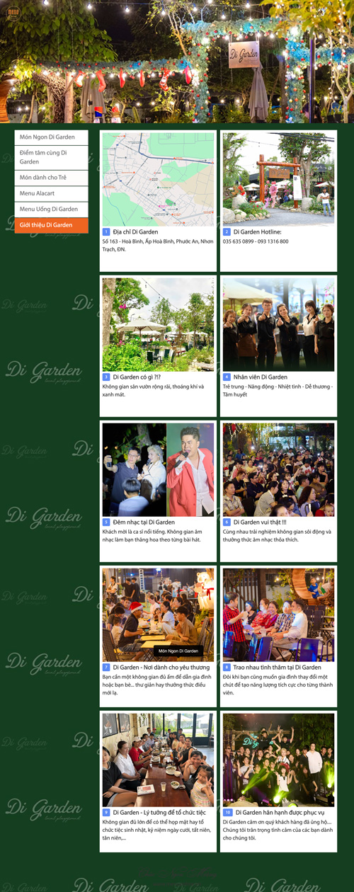 Menu online đồng thời là mini website để marketing nhà hàng