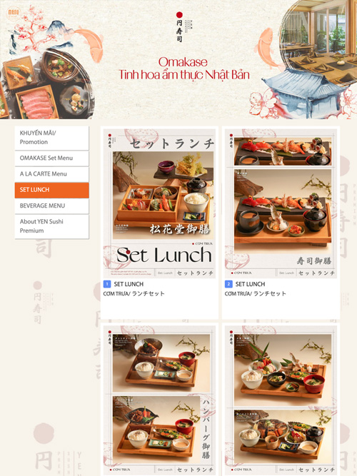 Menu online được thiết kế đồng bộ với hình ảnh thương hiệu