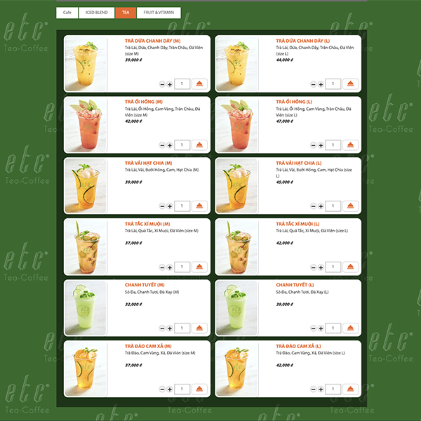 menu trà sữa online