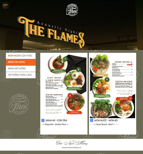 Menu điểm tâm của Thóc