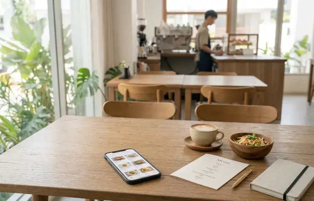 Khách hàng có thể xem menu trên điện thoại, máy tính bảng hoặc quét QR tại quán