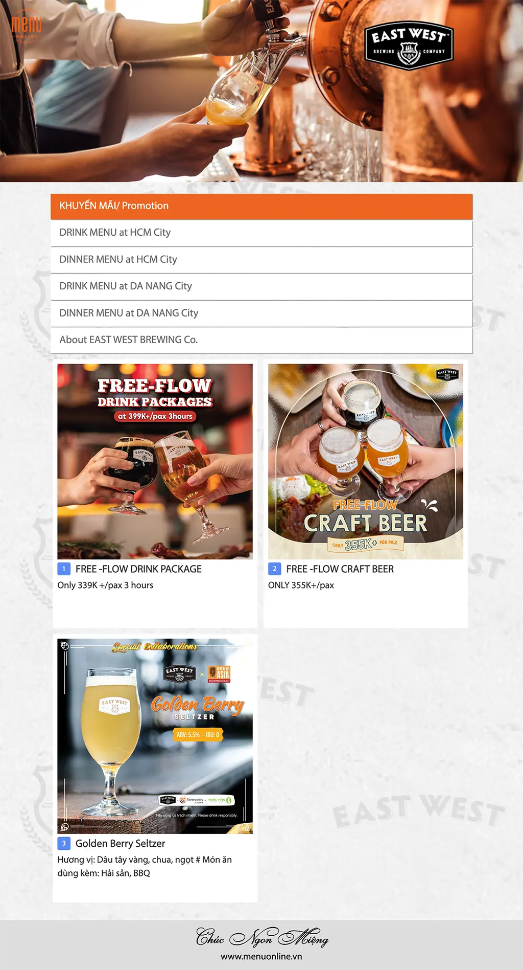 Menu online được cập nhật đồng bộ từ hệ thống