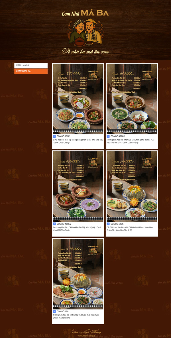 Cơm Nhà Má Ba Menu online